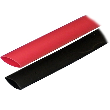 Ancor Adhesive Lined Heat Shrink Tube, 3:1 I.D. Shrink Ratio, 3/4 in I.D. Before Shrinking, Black, Red, 3 in 306602